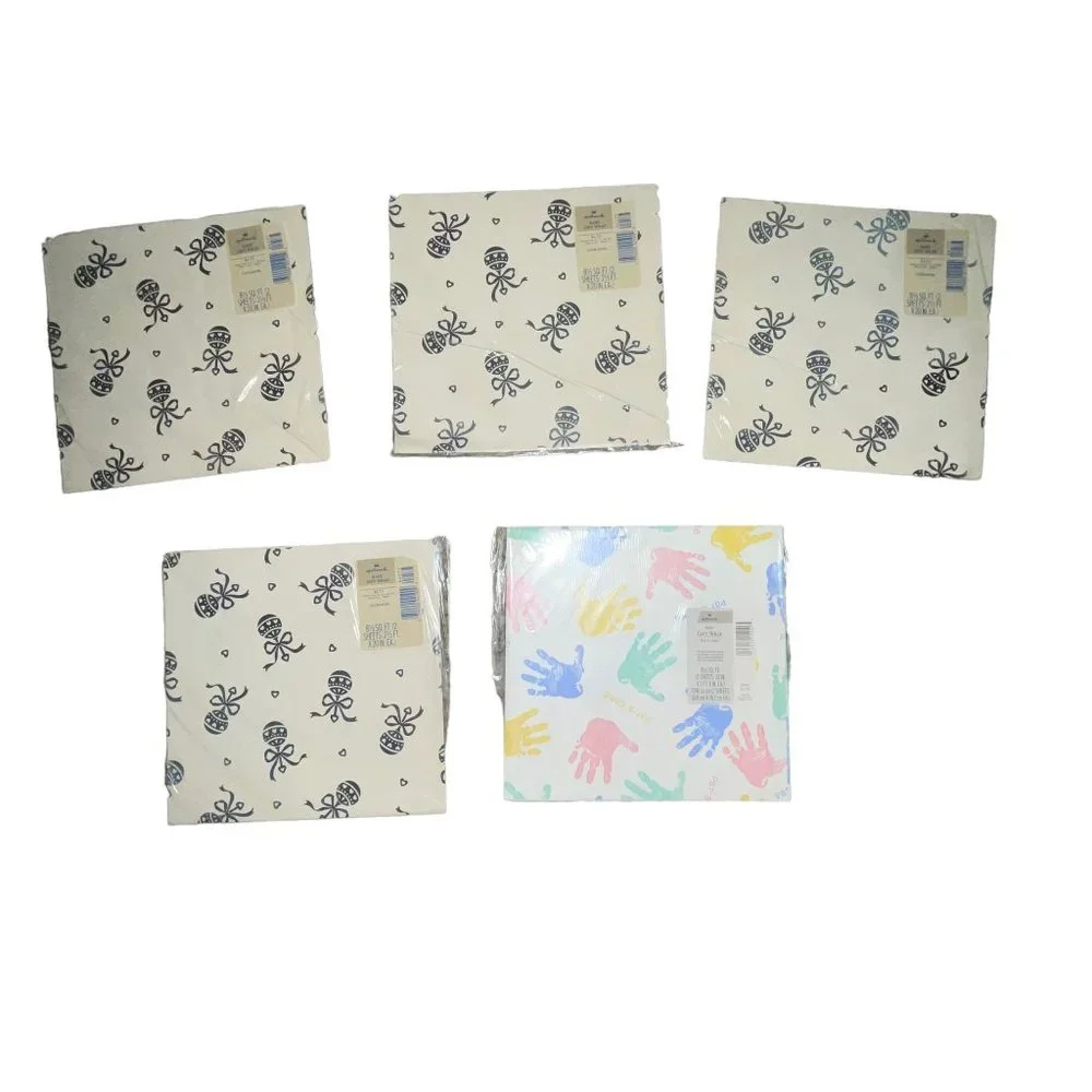 Vintage New Hallmark Gift Wrap Lot 36 Baby Birthday Spring Easter Flat Wrap